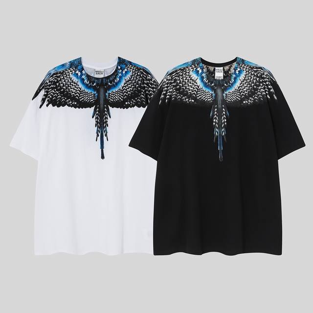 Marcelo Bron Mb Wings new top version peacock blue feather print short sleeves S