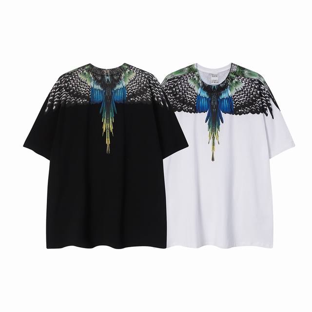 Marcelo Blond Mb new peacock blue feather wings cotton T-shirt Size: SML Xl Xxl