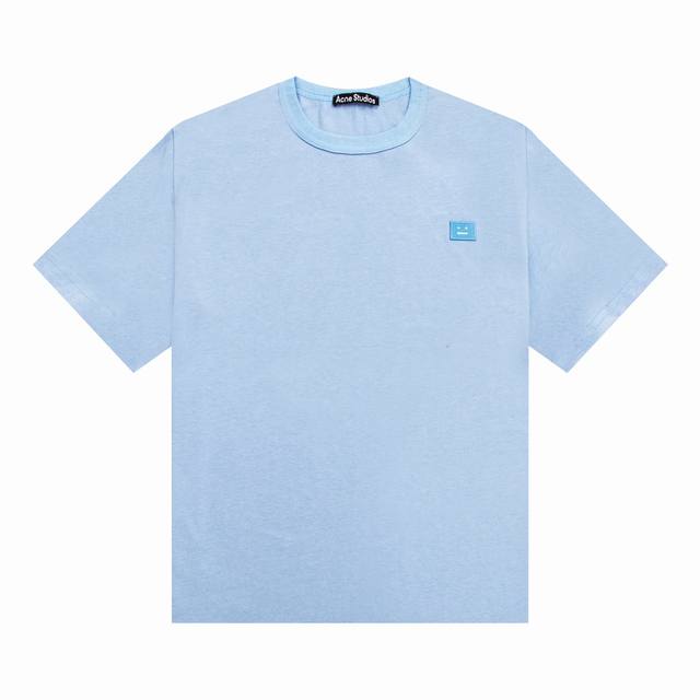 Cy136# Acne Studios Faceac23Ss classic round neck T-shirt square smiley face sho