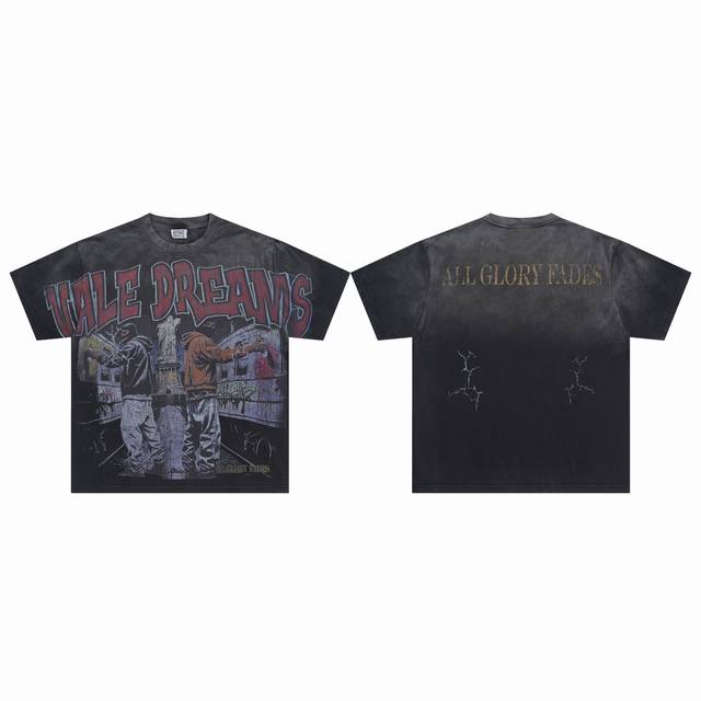 V530# Vale Forever Valley Sport Tag Big Vintage Tee European and American fashio