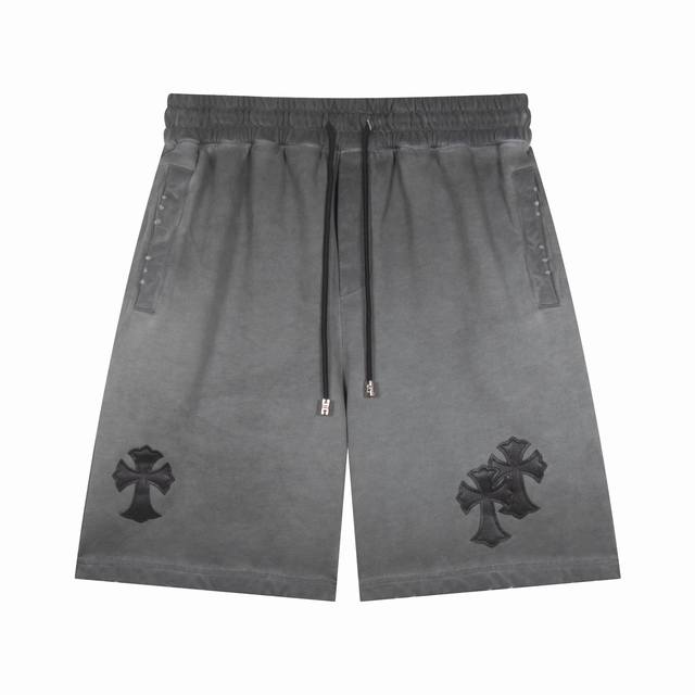 high version Chrome Hearts Ch 2025 summer new leather shorts new heavy wash and