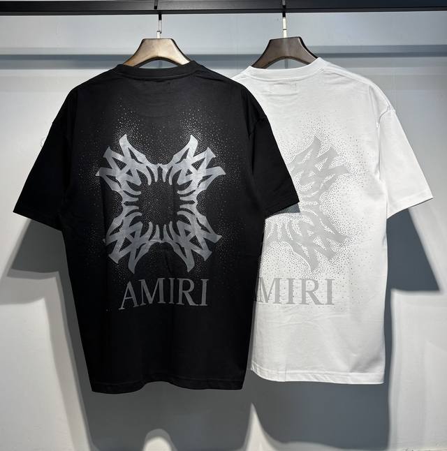 740 Amiri real shot short-sleeved T-shirt black and white hanging shot SML Xl