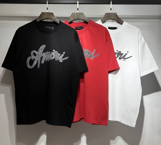 745 Amiri real shot short-sleeved T-shirt black red white hanging shot SML Xl