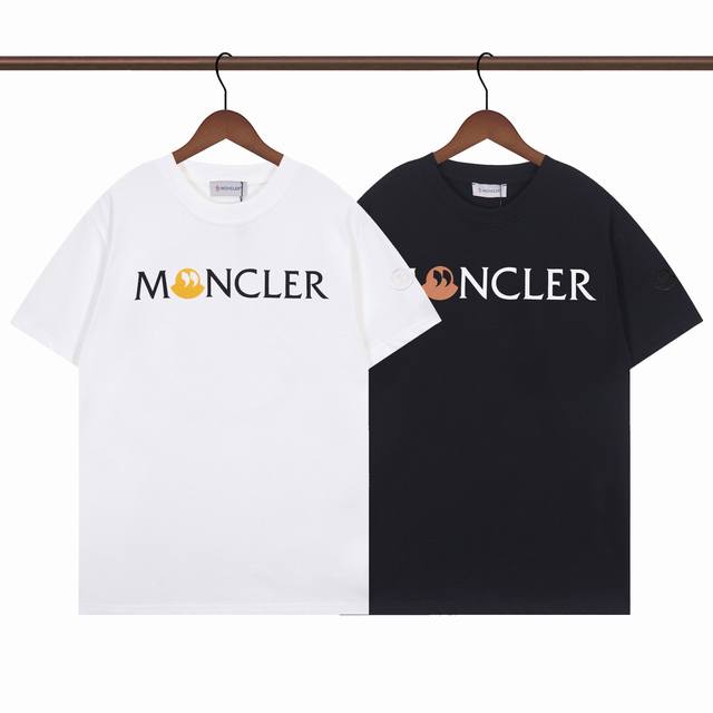270g double yarn material Moncler official short-sleeved T-shirt black and white