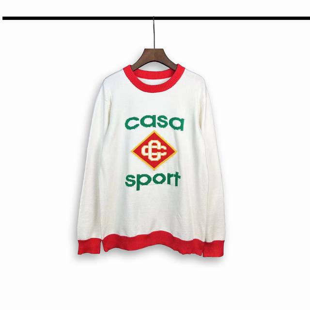 Casablanca 24th Autumn and Winter Colorblock Letter Round Neck Knit Long Sleeve