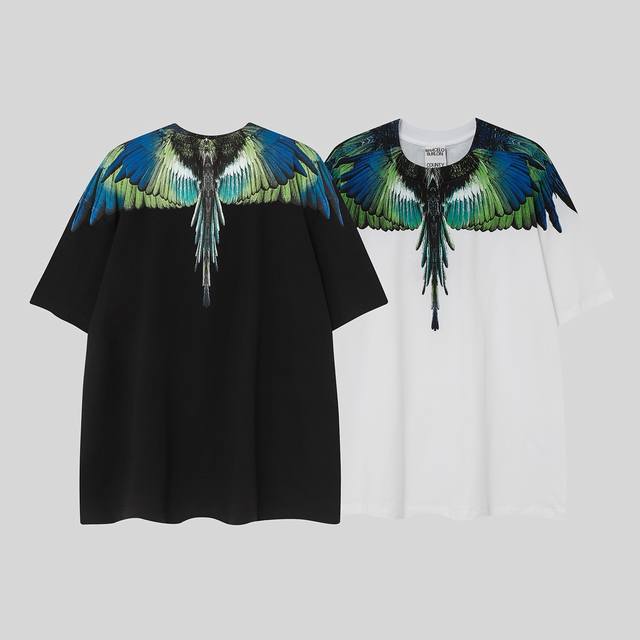 Marcelo Bron Mb spring and summer new green forest gradient wings feather print