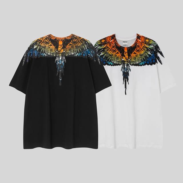 Marcelo Bron Mb spring and summer new dissolving gradient wings feather print pu