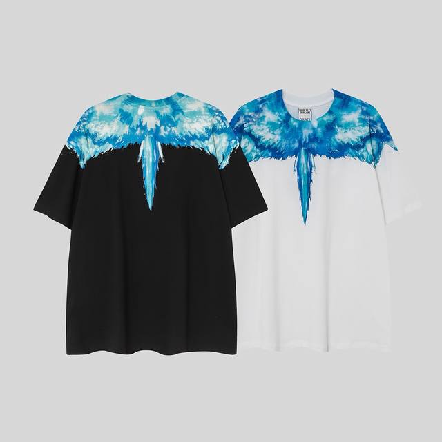 Marcelo Bron Mb spring and summer new wave aurora blue print wings pure cotton T