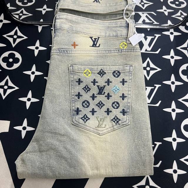 Style No. Cc854 Lv Louis Vuitton's latest super soft embroidered jeans Lv's top-