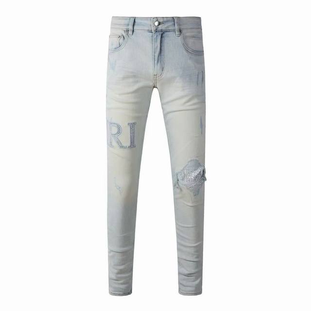 Model No. Cc818 Amiri white ripped diamond high street jeans! Amiri is translite