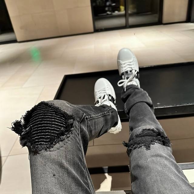 Style No. Cc824 Amiri Mx1 High Street Jeans Slim Fit Ripped Patch Pants Fog High