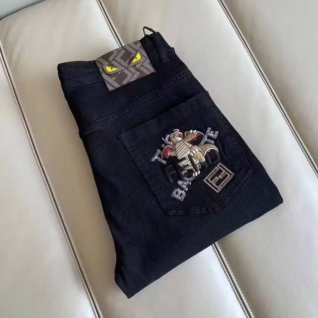 Style No. Cc863 Fendi Little Dinosaur Embroidered Jeans Latest product, availabl
