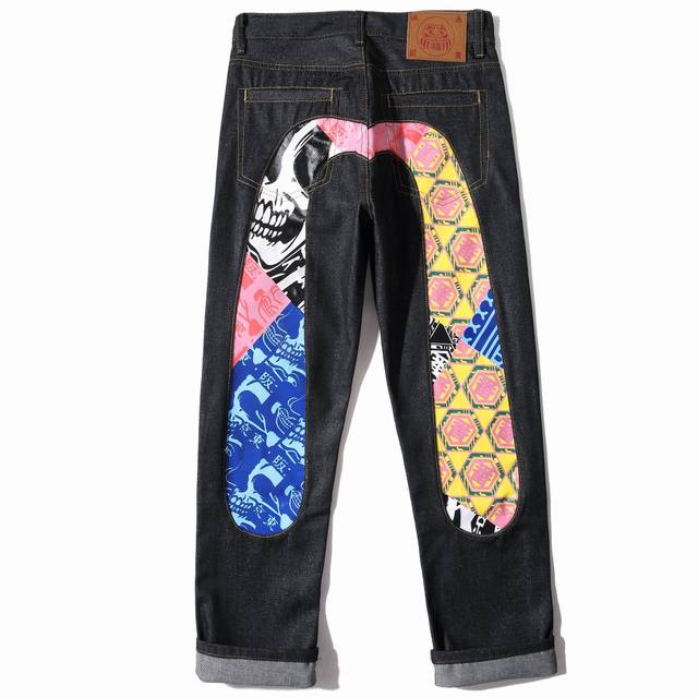 Model No. Cc705 Evisu Fukushin Printed Song and Dance Straight Skinny Jeans Visu