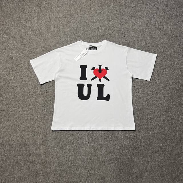 Uk02#Unknown Iloveul Tee Love Print Short Sleeves Size: SML Xl Color: White