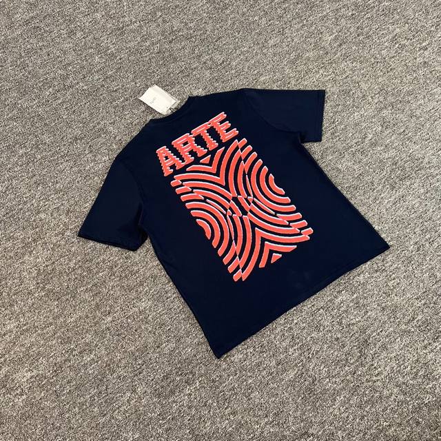 Art-208# Actual photo Arte Printed Squeere Navy T Shirt Printed short sleeves 23