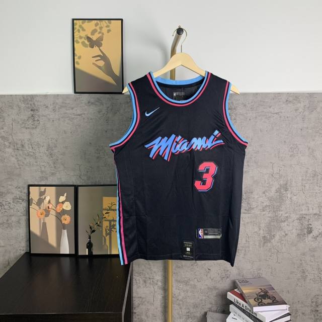 Style S3 Hanging picture Nike Miami Heat City Edition Wade No. 3 basketball jers
