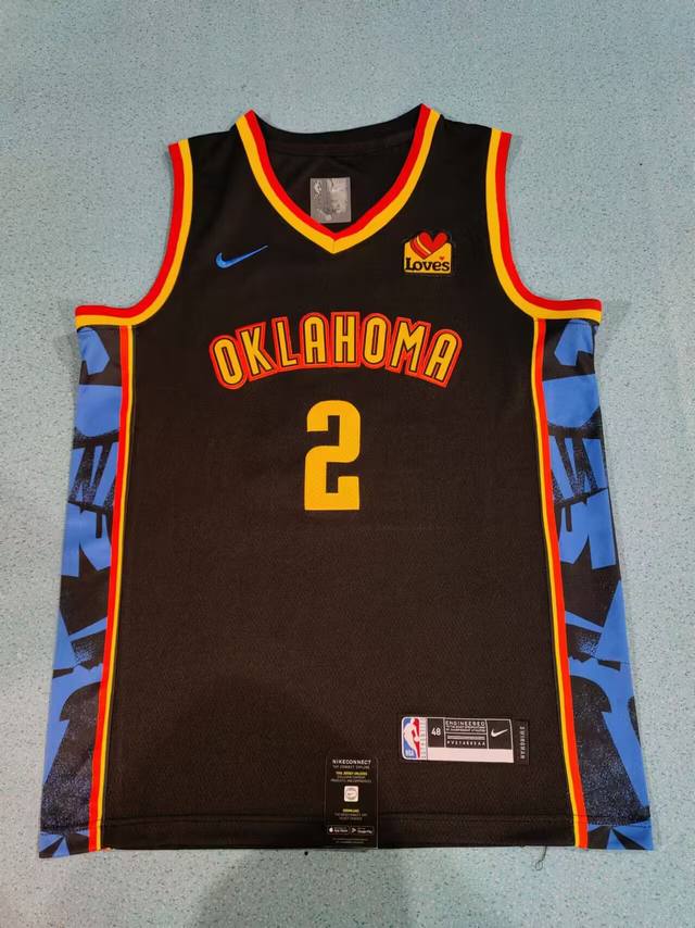 Style number: S81 Top embroidery version Nba Thunder 25th season No. 2. Sga pres