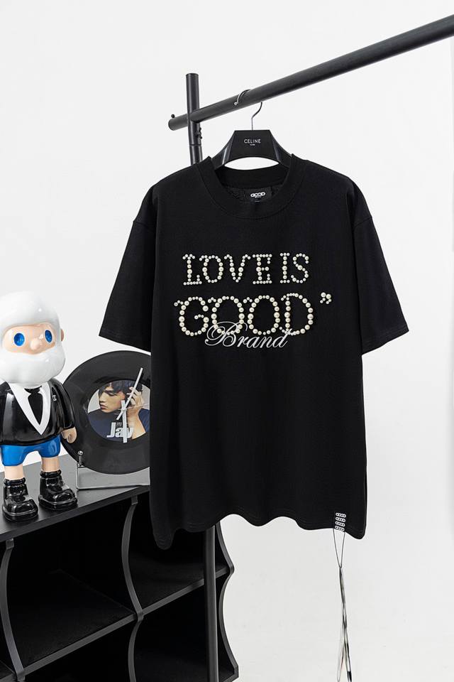 Style No. Ys110 Goodbrand Simple Pearl Slogan Round Neck Short Sleeve A refreshi