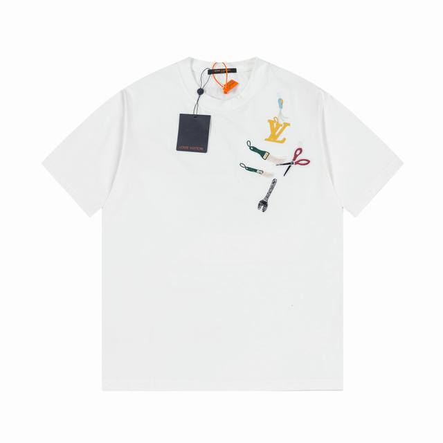 Lv Louis early spring tool pattern embroidery new short-sleeved T-shirt, high-qu