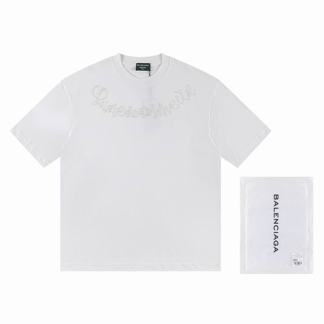 Balenciaga 2025 new T-shirt pearl craft Material: high version 300G double yarn