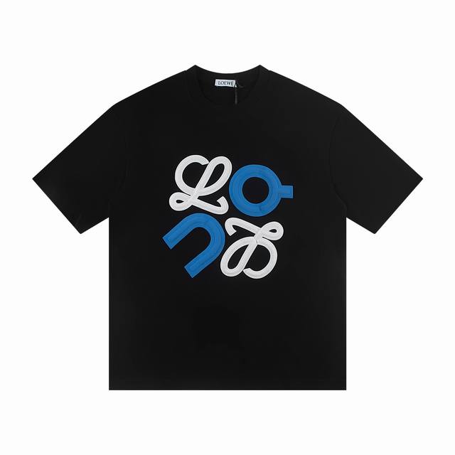 2025 new Loewe embroidered short-sleeved T-shirt Material: high version 300G dou
