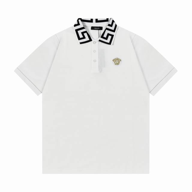 Arrived the next day Versace Old man's head logo embroidered color matching Polo