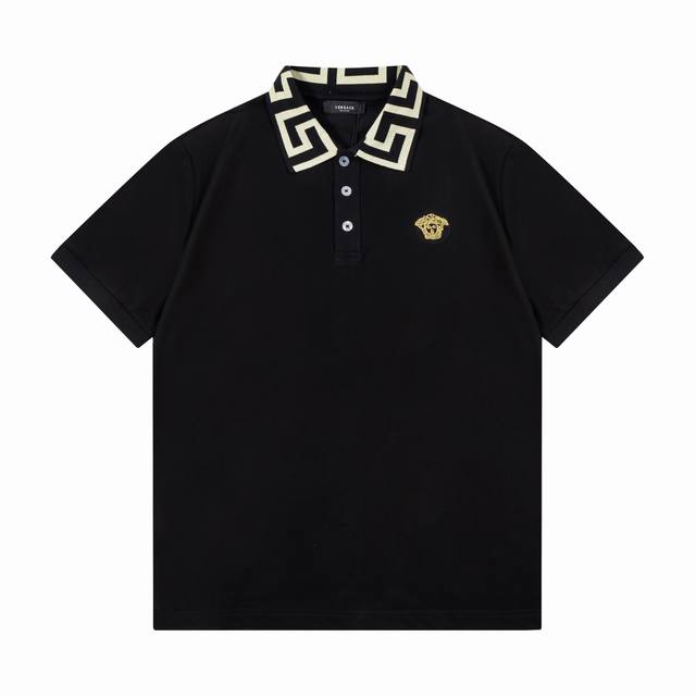 Arrived the next day Versace Old man's head logo embroidered color matching Polo