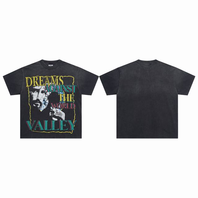 V502# 2025Ss Vale Forever Valley Dreams Tee Washed and Distressed American Fashi
