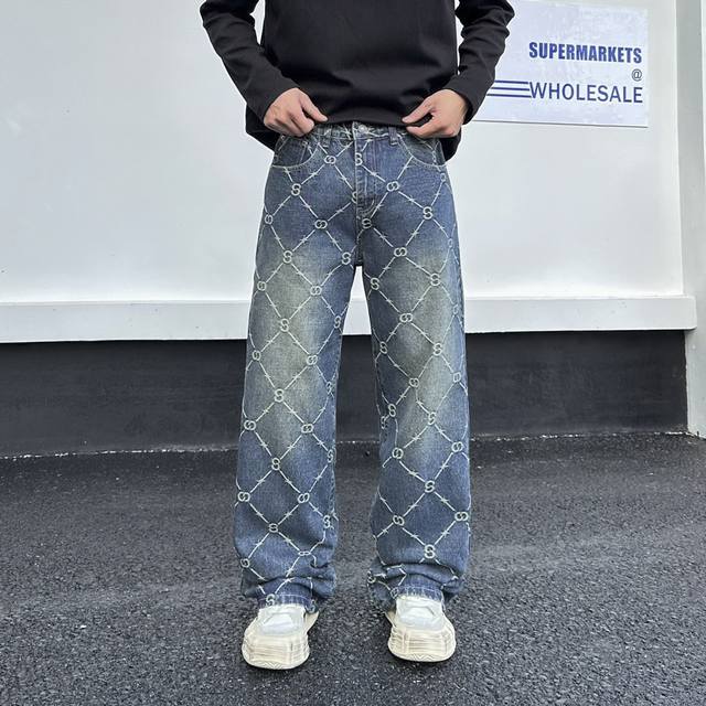 New Fashion Loose Straight Retro Blue Jeans