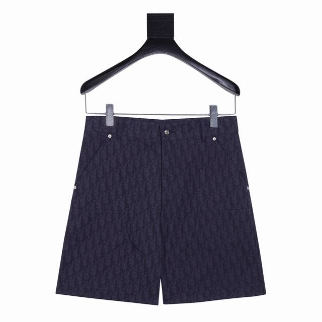 Style No. Y745 Dior navy blue jacquard denim shorts Matching color yarn, full-bo