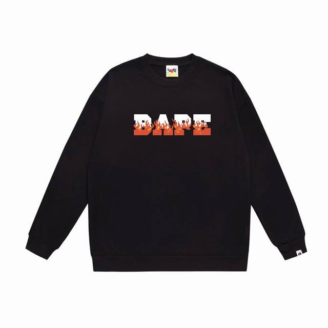 Model No. Sc537# Terry Plush 90 Top version Bape flame letter print round neck s