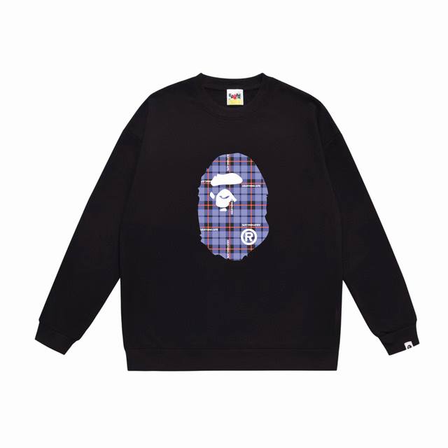 Model No. Sc525# Terry Plush 90 Top version Bape Ape Head Plaid Pattern Printed