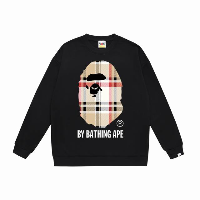 Model No. Sc478# Terry Plush 90 Top version Bape plaid ape head letter print rou