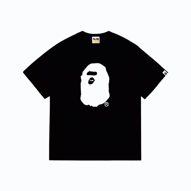 Sc268# Top version Bape Ss24 inkjet-feel ape head letter print short-sleeved T-s