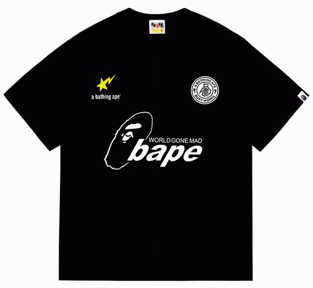 Sc263# Top version Bape ape head letter contrast color star print short sleeve T