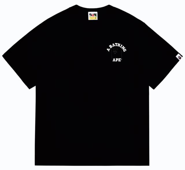 Sc262# Top version Bape ape head letter print back ape head line short sleeve T-