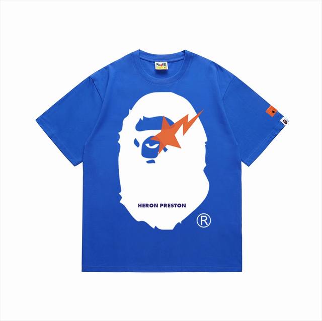 Sc200# Top version Bape Lightning Ape Head Oversized Pattern Printed T-shirt Mad