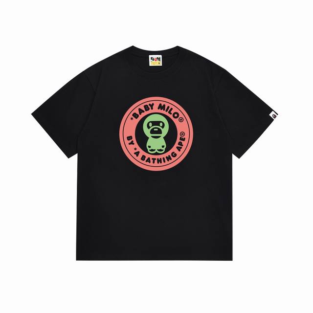 Sc080# Top version Bape cartoon Baby Milo round badge letter print short-sleeved