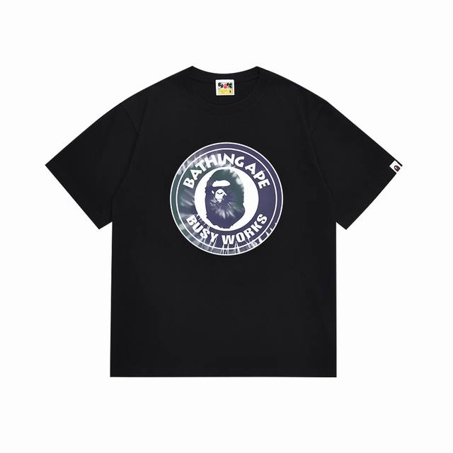 Sc078# Top version Bape tie-dye ape head letter round seal print short-sleeved T