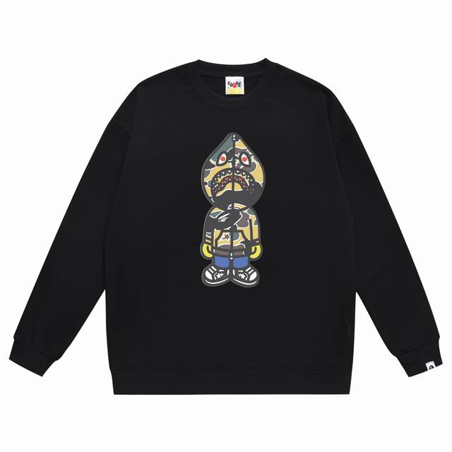 Style No. Sc338# Top version Bape ape head colorful shark man print round neck s