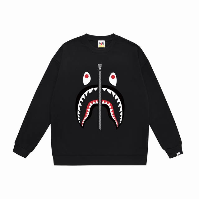 Style No. Sc361# Top version Bape classic shark mouth couple printed round neck