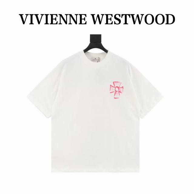 Vivienne Westwood short-sleeved T-shirt with flowers on the chest Brand Logo Hea