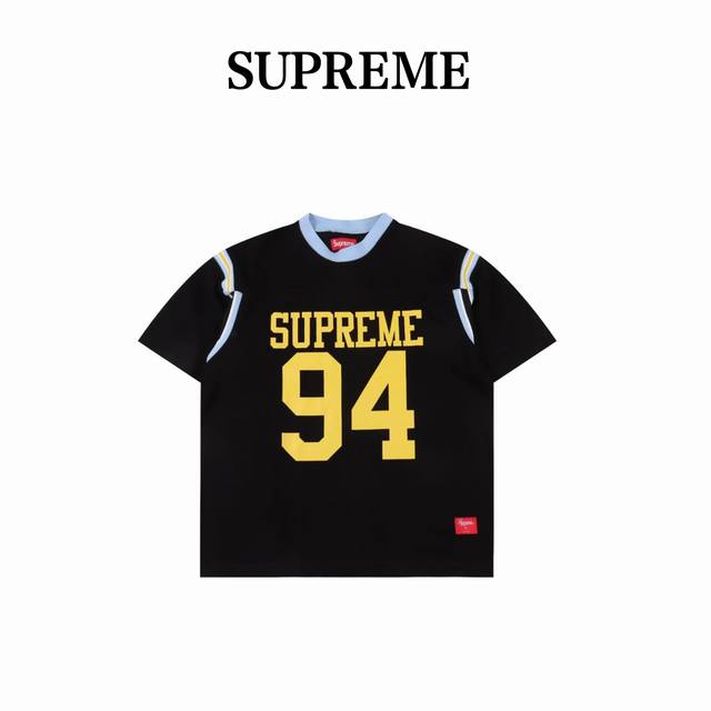 Supreme Ss25 Week8 Split SS Football Top with patchwork pattern ribbed round nec