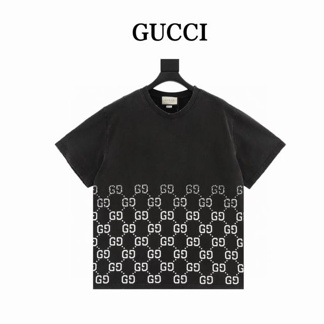 Gucci Double Gg Print Gradient Couple Short Sleeve T-shirt A fashionable short t