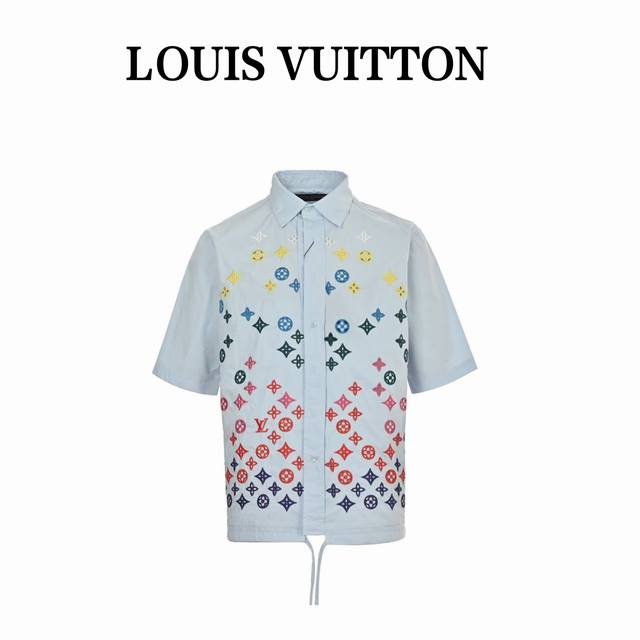 Louis Vuitton 25Ss Monogram Embroidery Hollow Short Sleeve Shirt Lv's new short