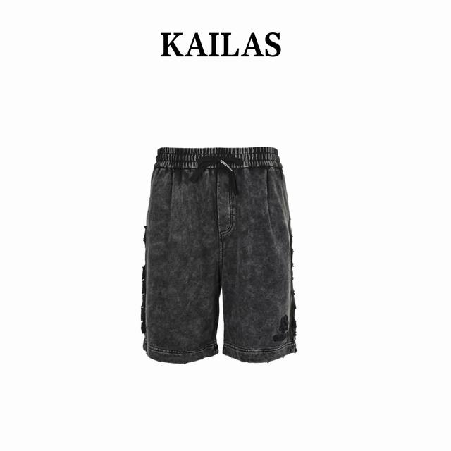 Kailas 25Ss embroidered washed shorts American heavy washed distressed ripped sh
