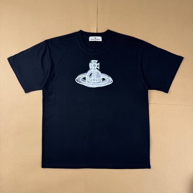 R14# Vivienne Westwood solid color round neck short sleeve T-shirt unisex black