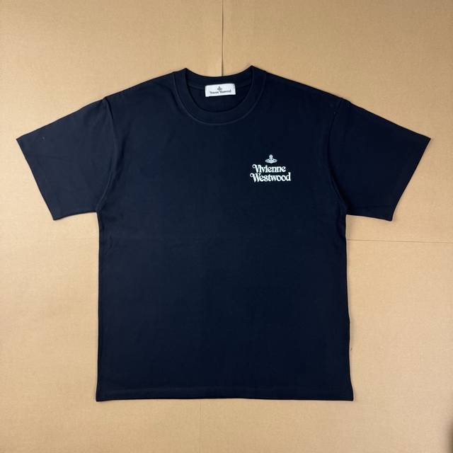 R12# Vivienne Westwood solid color round neck short sleeve T-shirt unisex black