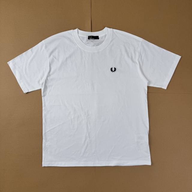 F222# Fred Perry Fw24 wheat ear embroidery round neck pullover logo short sleeve