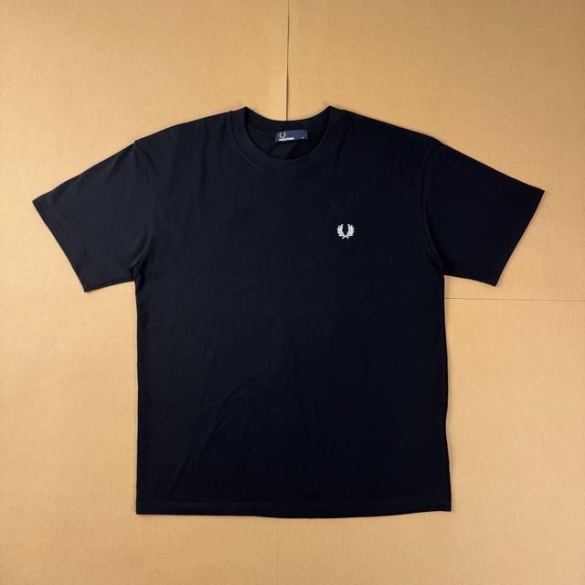 F221# Fred Perry Fw24 wheat ear embroidery round neck pullover logo short sleeve